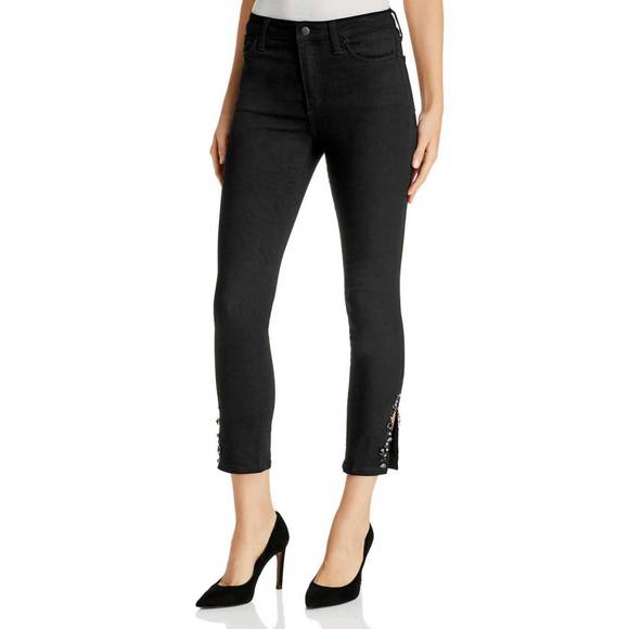 NEW JOE'S JEANS the charlie crystal embellished valentina hem crop jeans in blac - Picture 1 of 4